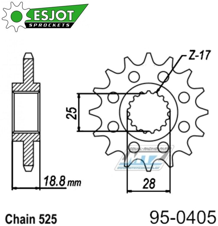 Obrázek produktu Kolečko řetězové (pastorek) 0405-19zubů ESJOT 50-29033-19S - BMW F800R 95-0405-19-ES