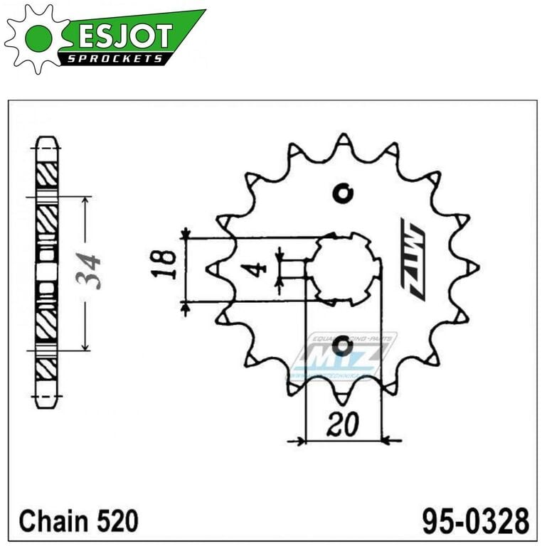 Obrázek produktu Kolečko řetězové (pastorek) 0328-13zubů ESJOT 50-32022-13 - Honda XR200R+XR250R + XL125S+XL200R + XL200 Paris Dakar + CM250C + TLR200 Reflex + AJP PR3+PR4 95-0328-13-ES