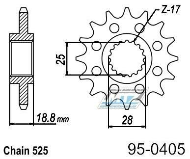 Obrázek produktu Kolečko řetězové (pastorek) 0405-19zubů MTZ - BMW F800R 95-0405-19