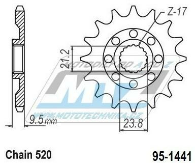 Obrázek produktu Kolečko řetězové (pastorek) 1441-14zubů MTZ - Suzuki RMZ450 / 05-12 + RMX450Z / 10-19 95-1441-14