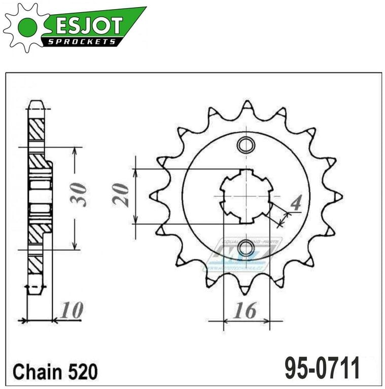 Obrázek produktu Kolečko řetězové (pastorek) 0711-12zubů ESJOT 50-32067-12 - Cagiva 125 Aletta Oro + 125 Cruiser + 125 Super City + 125 Tamanaco + 125 Blues Custom + 125 Freccia +125 K7 + 125 Planet + 125 Mito + 125 N 95-0711-12-ES