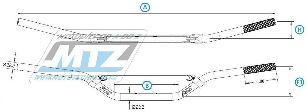 Obrázek produktu Řidítka s hrazdou (průměr 22mm) MTZ - titanové 23Ř-691-617