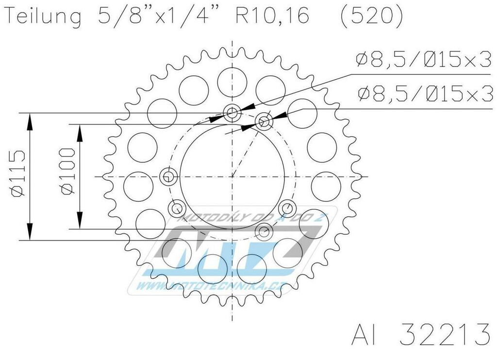 Obrázek produktu Rozeta řetězová (převodník) Dural 32213-41zubů ESJOT 51-32213-41 -  Gas Gas 125 Pampera / 02 + 125 TXT / 01 + 200 TXT / 01 + 249 TXT / 95-02 + 250 Pampera / 97-01 + 280 TXT / 01-17 + 300 EC Enduro / 9 51-32213-41