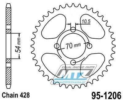 Obrázek produktu Rozeta ocelová (převodník) 1206-41zubů MTZ - Honda CBR125R / 04-10 + Kymco 125STR 95-1206-41