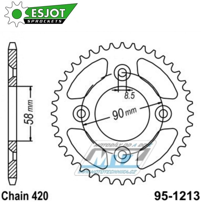 Obrázek produktu Rozeta ocelová (převodník) 1213-37zubů ESJOT 50-13049-37 - Honda CRF50F / 04-20 + XR50 / 00-04 95-1213-37-ES