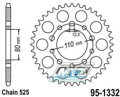 Obrázek produktu Rozeta ocelová (převodník) 1332-41zubů MTZ - Honda CB1 + CB350SG + CB450SG + CB500 + CB750 + CBR400 + CMX450 Rebel + GB500 Clubman + VT600C Shadow + XBR500 + XRV750 Africa Twin + Triumph 800 America + 95-1332R-41