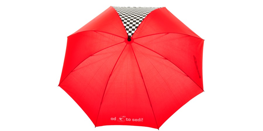 Obrázek produktu Deštník červený s rukojetí ve tvaru řadící páky a s logem ACI