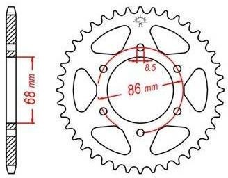 Obrázek produktu ocelová rozeta pro sekundární řetězy typu 428, JT - Anglie (36 zubů) JTR468.36