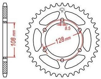 Obrázek produktu ocelová rozeta pro sekundární řetězy typu 428, JT - Anglie (53 zubů) JTR804.53