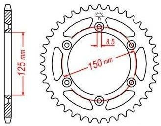 Obrázek produktu ocelová rozeta pro sekundární řetězy typu 520, JT - Anglie (50 zubů) JTR897.50