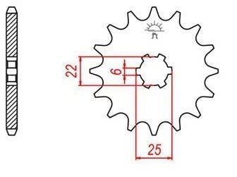 Obrázek produktu řetězové kolečko pro sekundární řetězy typu 420, JT - Anglie (14 zubů) JTF251.14