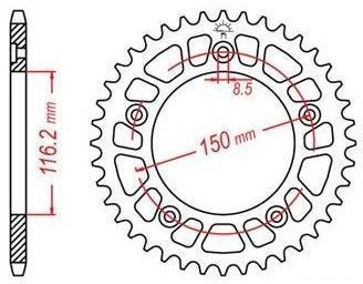 Obrázek produktu duralová rozeta pro sekundární řetězy typu 520, JT - Anglie (41 zubů) JTA28.41