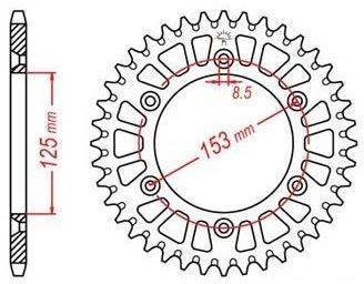 Obrázek produktu duralová rozeta pro sekundární řetězy typu 520, JT - Anglie (45 zubů) JTA210.45