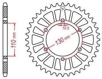 Obrázek produktu duralová rozeta pro sekundární řetězy typu 520, JT - Anglie (51 zubů) JTA486.51