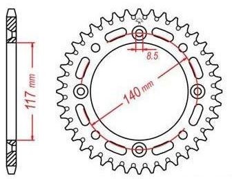Obrázek produktu duralová rozeta pro sekundární řetězy typu 428, JT - Anglie (46 zubů) JTA831.46