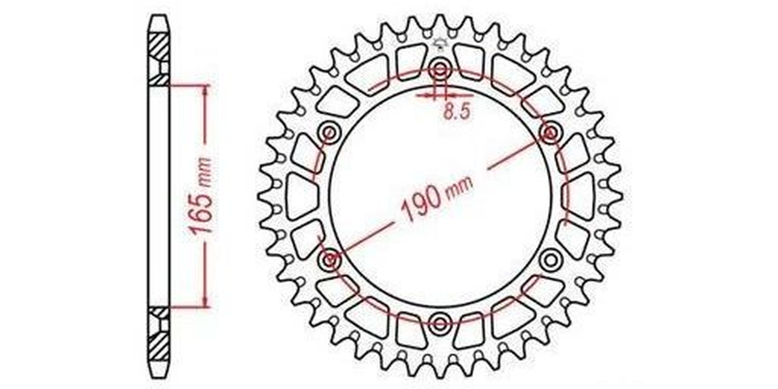 Obrázek produktu duralová rozeta pro sekundární řetězy typu 520, JT - Anglie (48 zubů) JTA896.48