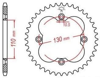 Obrázek produktu duralová rozeta pro sekundární řetězy typu 520, JT - Anglie (38 zubů) JTA1350.38