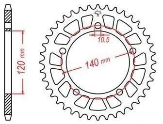 Obrázek produktu duralová rozeta pro sekundární řetězy typu 520, JT - Anglie (44 zubů) JTA1793.44