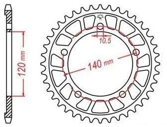 Obrázek produktu duralová rozeta pro sekundární řetězy typu 530, JT - Anglie (45 zubů) JTA1800.45