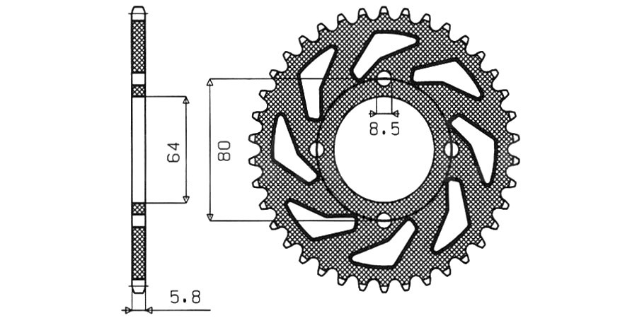 Obrázek produktu ocelová rozeta pro sekundární řetězy typu 420, SUNSTAR (48 zubů)