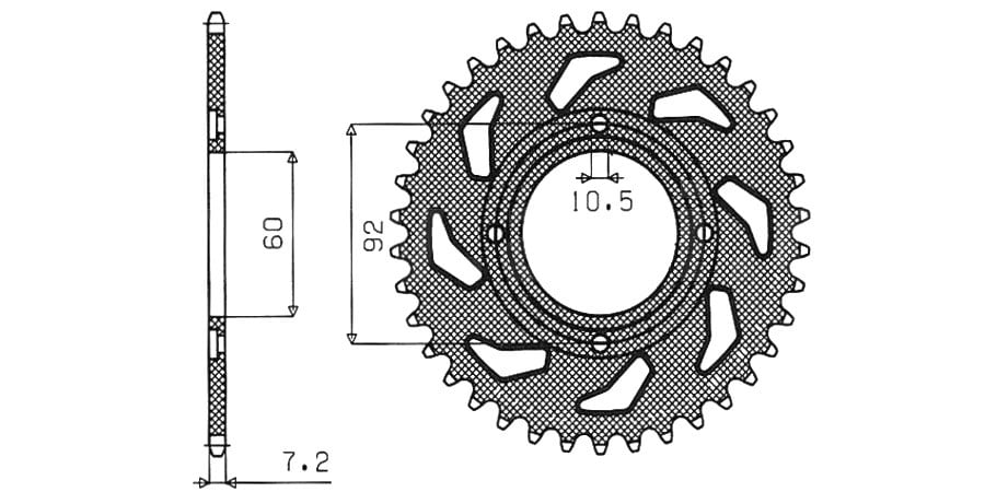 Obrázek produktu ocelová rozeta pro sekundární řetězy typu 428, SUNSTAR (39 zubů)