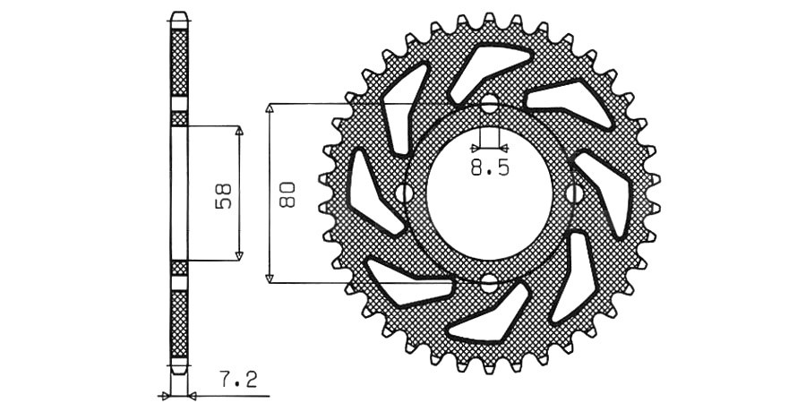 Obrázek produktu ocelová rozeta pro sekundární řetězy typu 428, SUNSTAR (41 zubů)