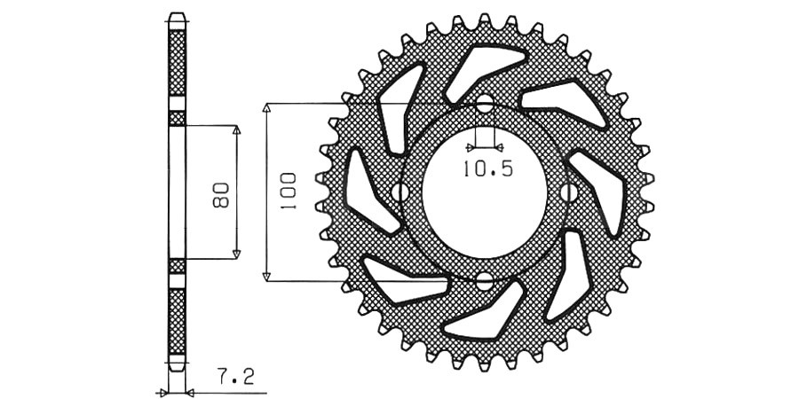 Obrázek produktu ocelová rozeta pro sekundární řetězy typu 428, SUNSTAR (45 zubů) 1-2314-45
