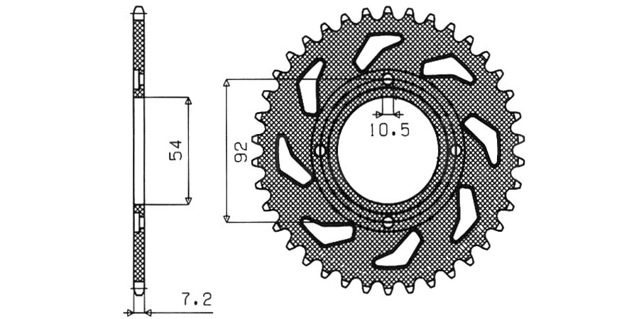 Obrázek produktu ocelová rozeta pro sekundární řetězy typu 428, SUNSTAR (46 zubů)