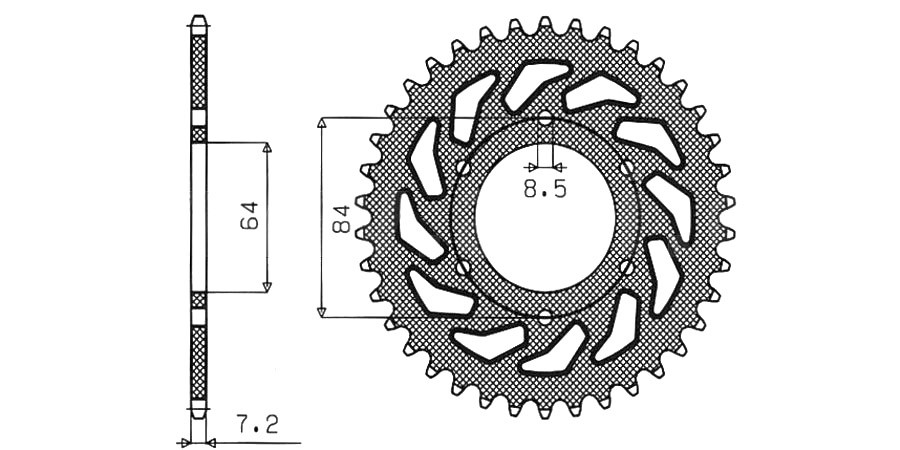 Obrázek produktu ocelová rozeta pro sekundární řetězy typu 428, SUNSTAR (53 zubů)
