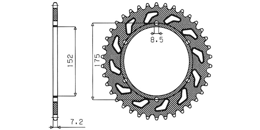 Obrázek produktu ocelová rozeta pro sekundární řetězy typu 428, SUNSTAR (57 zubů)