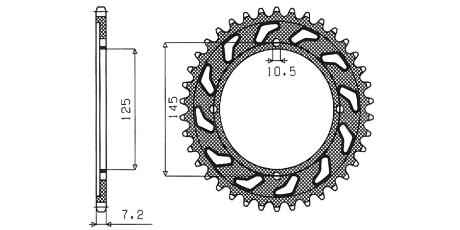 Obrázek produktu ocelová rozeta pro sekundární řetězy typu 428, SUNSTAR (59 zubů)