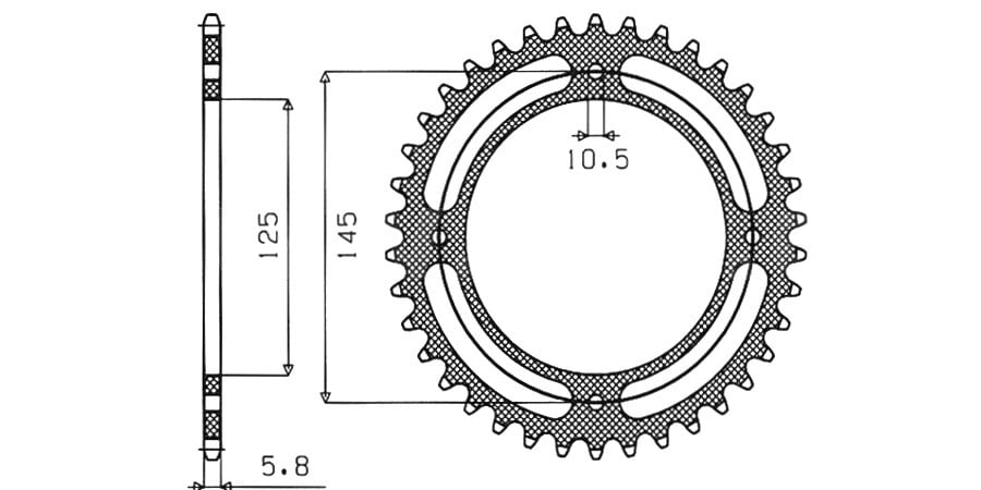 Obrázek produktu ocelová rozeta pro sekundární řetězy typu 520, SUNSTAR (40 zubů)