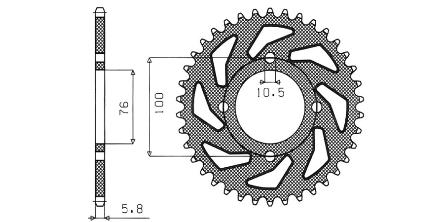 Obrázek produktu ocelová rozeta pro sekundární řetězy typu 520, SUNSTAR (43 zubů) 1-3211-43
