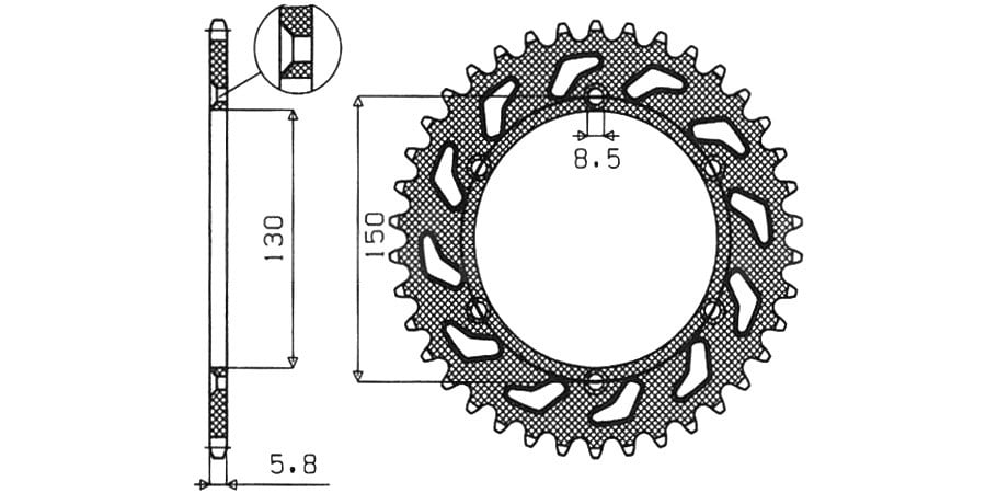 Obrázek produktu ocelová rozeta pro sekundární řetězy typu 520, SUNSTAR (49 zubů)