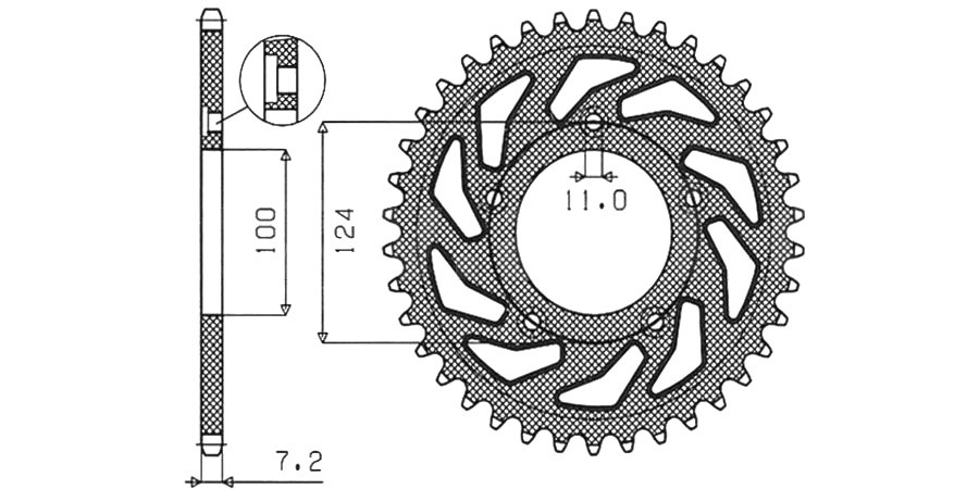 Obrázek produktu ocelová rozeta pro sekundární řetězy typu 525, SUNSTAR (35 zubů)