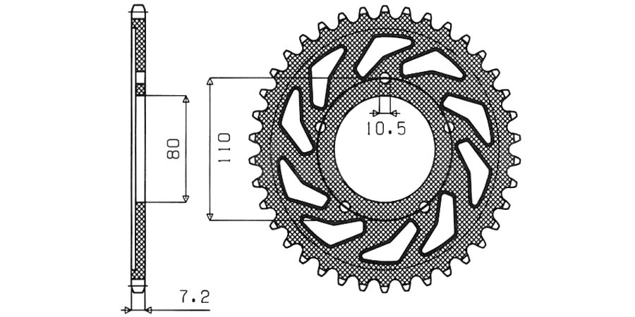 Obrázek produktu ocelová rozeta pro sekundární řetězy typu 525, SUNSTAR (37 zubů)
