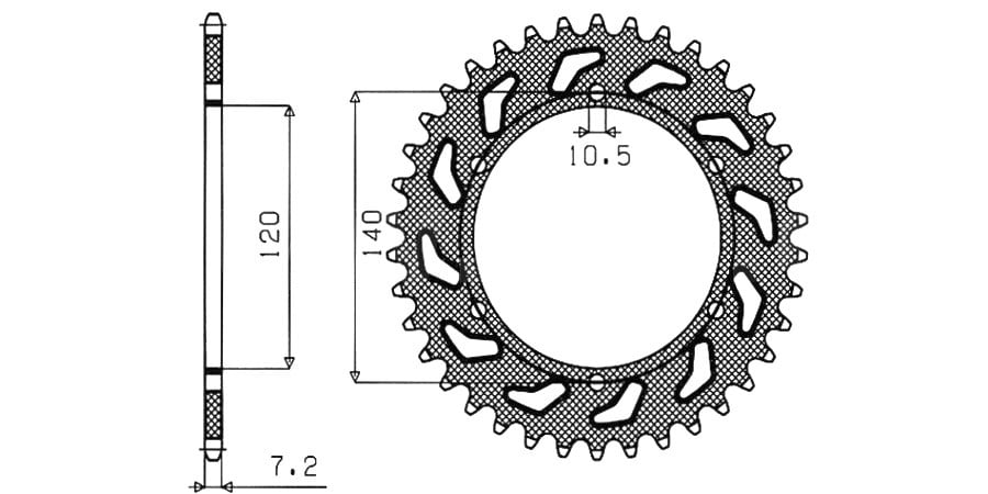 Obrázek produktu ocelová rozeta pro sekundární řetězy typu 525, SUNSTAR (38 zubů)