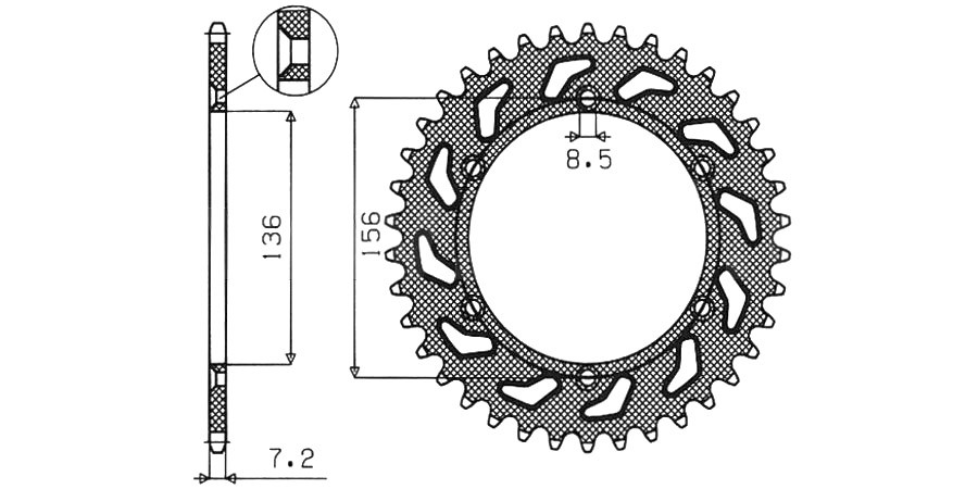 Obrázek produktu ocelová rozeta pro sekundární řetězy typu 525, SUNSTAR (41 zubů)