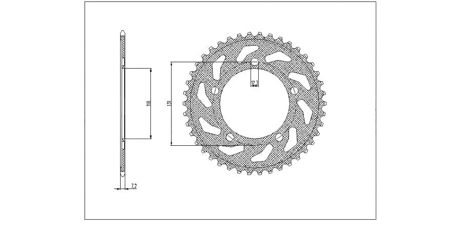 Obrázek produktu ocelová rozeta pro sekundární řetězy typu 525, SUNSTAR (44 zubů)