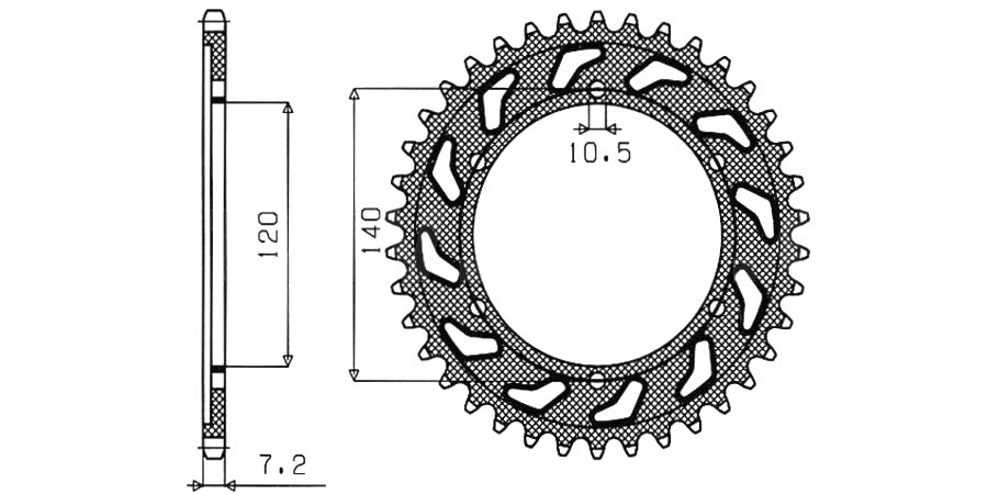 Obrázek produktu ocelová rozeta pro sekundární řetězy typu 525, SUNSTAR (45 zubů)