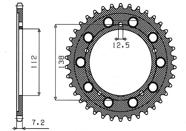 Obrázek produktu ocelová rozeta pro sekundární řetězy typu 525, SUNSTAR (45 zubů) 1-4483-45