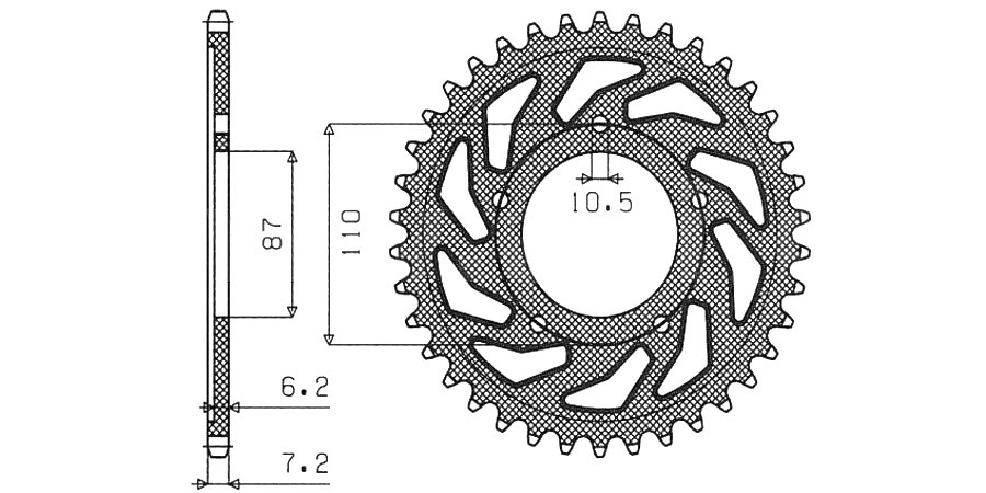 Obrázek produktu ocelová rozeta pro sekundární řetězy typu 525, SUNSTAR (49 zubů)