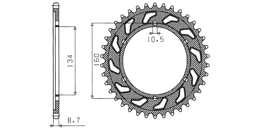 Obrázek produktu ocelová rozeta pro sekundární řetězy typu 530, SUNSTAR (41 zubů)