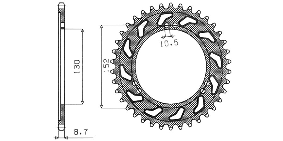 Obrázek produktu ocelová rozeta pro sekundární řetězy typu 530, SUNSTAR (46 zubů)