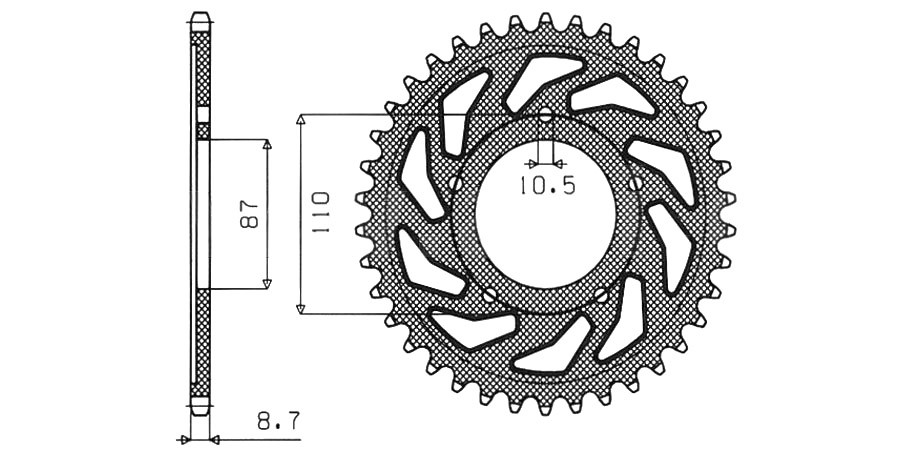 Obrázek produktu ocelová rozeta pro sekundární řetězy typu 530, SUNSTAR (47 zubů) 1-5383-47