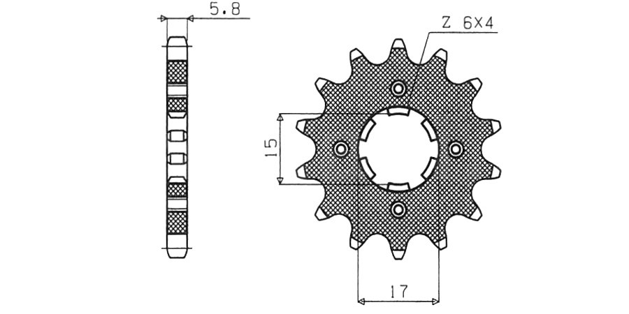Obrázek produktu řetězové kolečko pro sekundární řetězy typu 420, SUNSTAR (15 zubů)