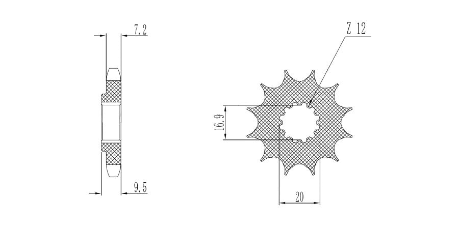 Obrázek produktu řetězové kolečko pro sekundární řetězy typu 428, SUNSTAR (14 zubů) 23314