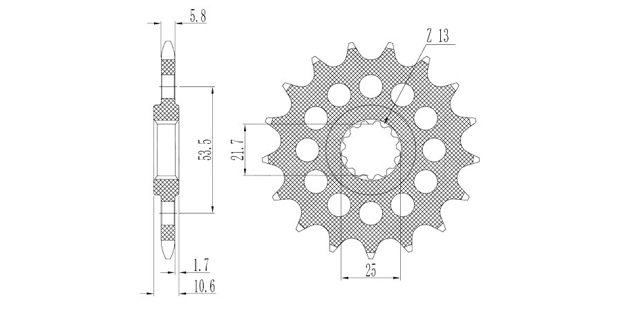 Obrázek produktu řetězové kolečko pro sekundární řetězy typu 520, SUNSTAR (16 zubů) 3A716