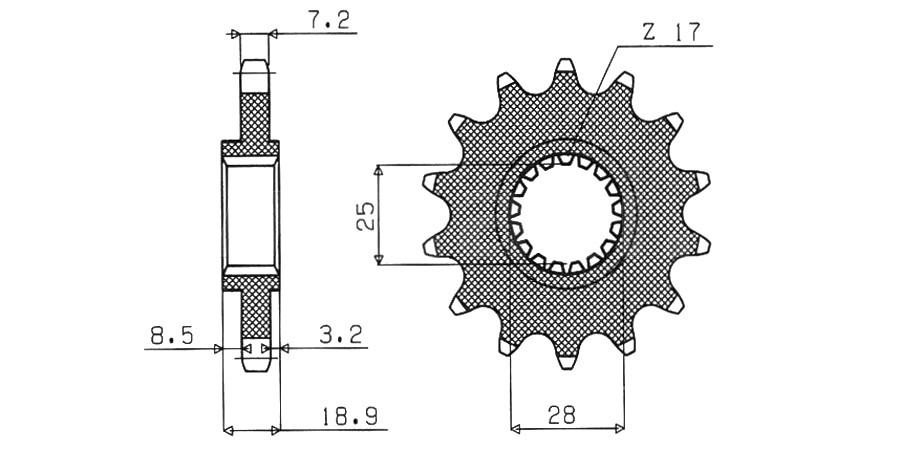Obrázek produktu řetězové kolečko pro sekundární řetězy typu 525, SUNSTAR (15 zubů) 42215