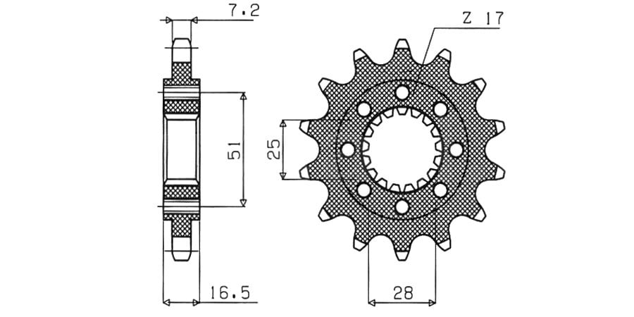 Obrázek produktu řetězové kolečko pro sekundární řetězy typu 525, SUNSTAR (16 zubů)